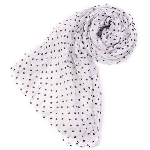 Polka Dots Milk and Sapphire Scarf
